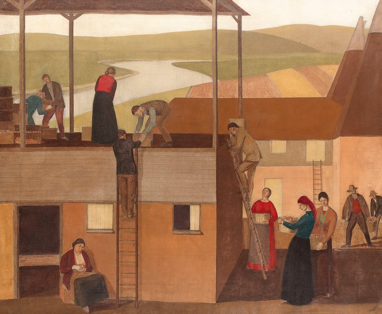 墙壁装饰设计，c.1918（布面油画） 作者 温妮弗莱德·奈特斯