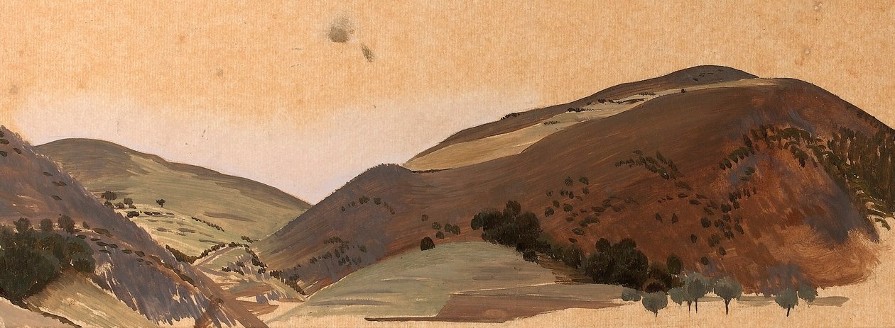 圣特里尼塔》风景研究，约 1924 年（油画，描图纸） 作者 温妮弗莱德·奈特斯