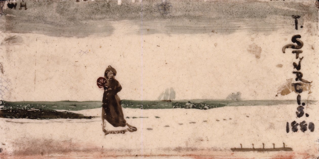 海滩场景，1880年 作者 温斯洛·荷马