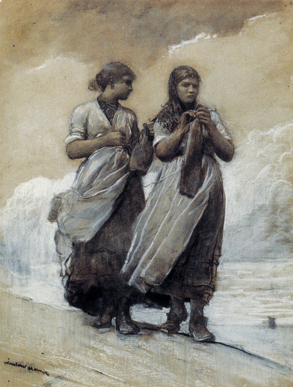 岸上的Fisher女孩，Tynemouth 作者 温斯洛·荷马