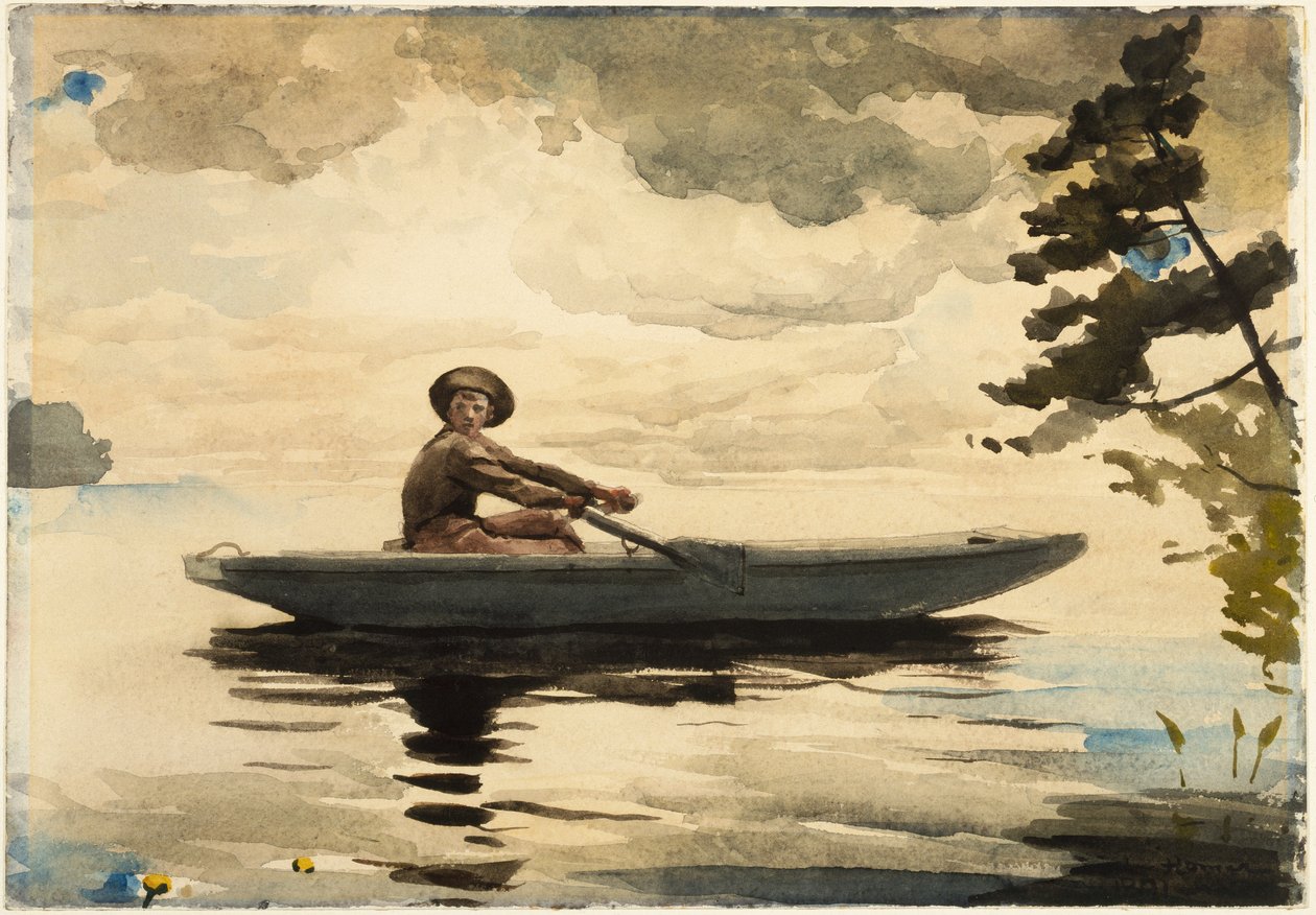 The Boatman，1891（wc用铅笔在纸上） 作者 温斯洛·荷马