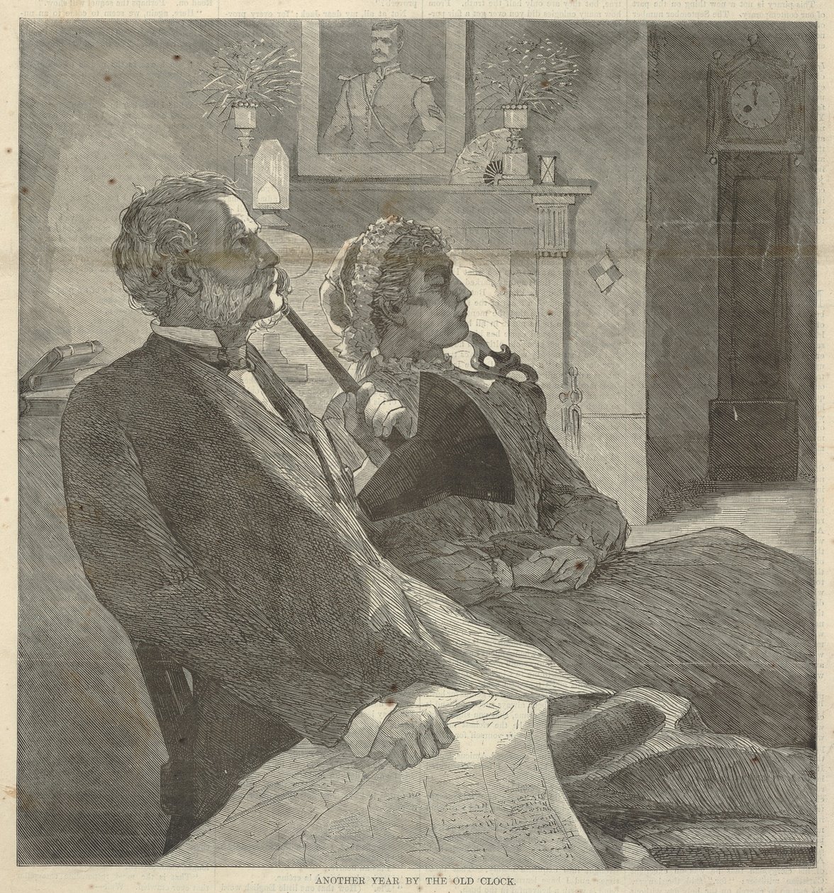 老时钟上的又一年，摘自《哈珀巴扎尔》，1870 年 1 月 1 日 作者 温斯洛·荷马