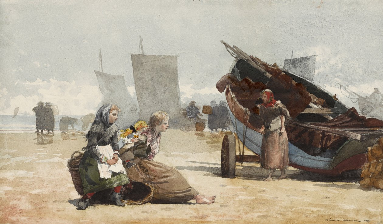 海滩风光，Cullercoats，1881 作者 温斯洛·荷马