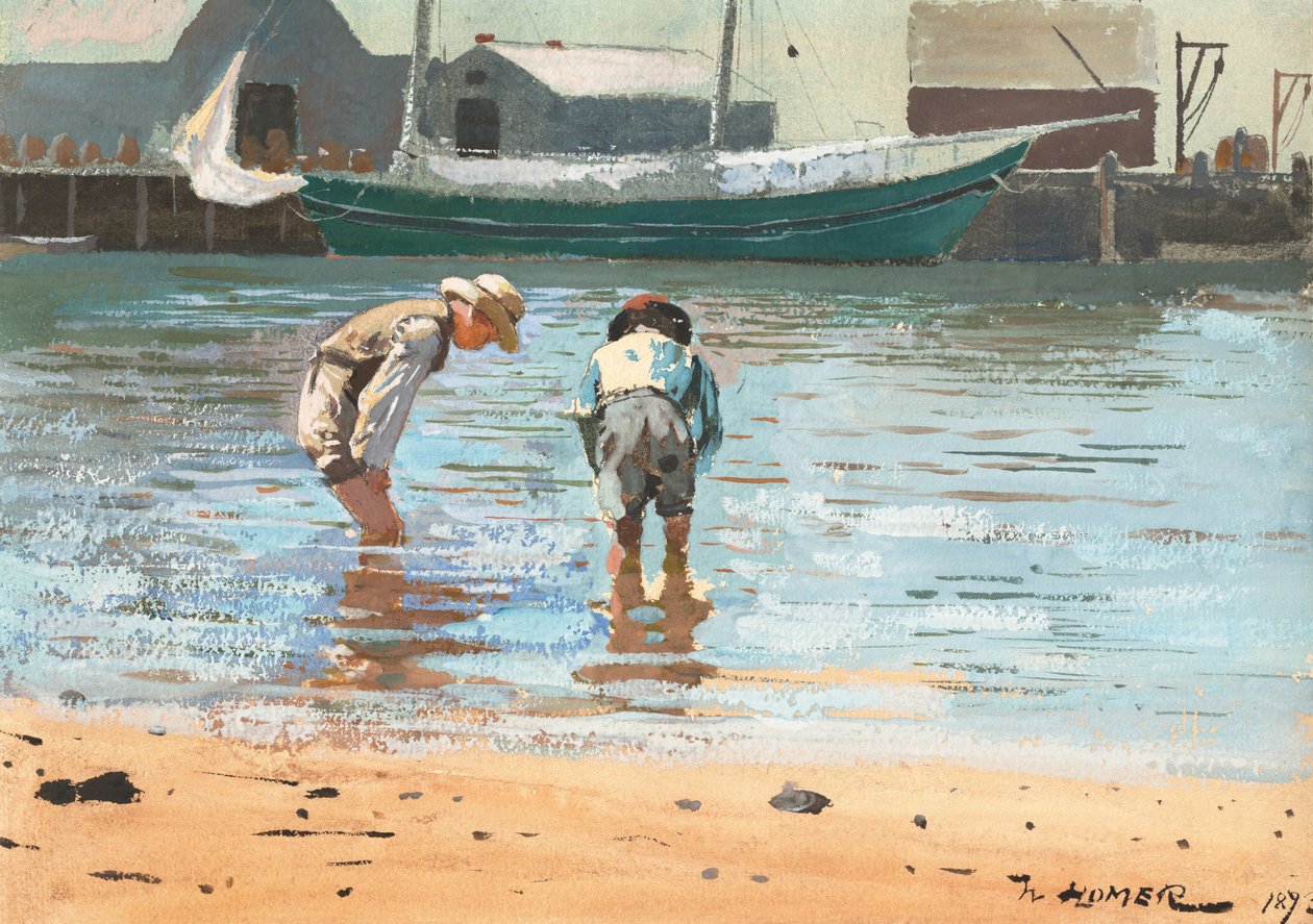 男孩涉水，1873年。 作者 温斯洛·荷马