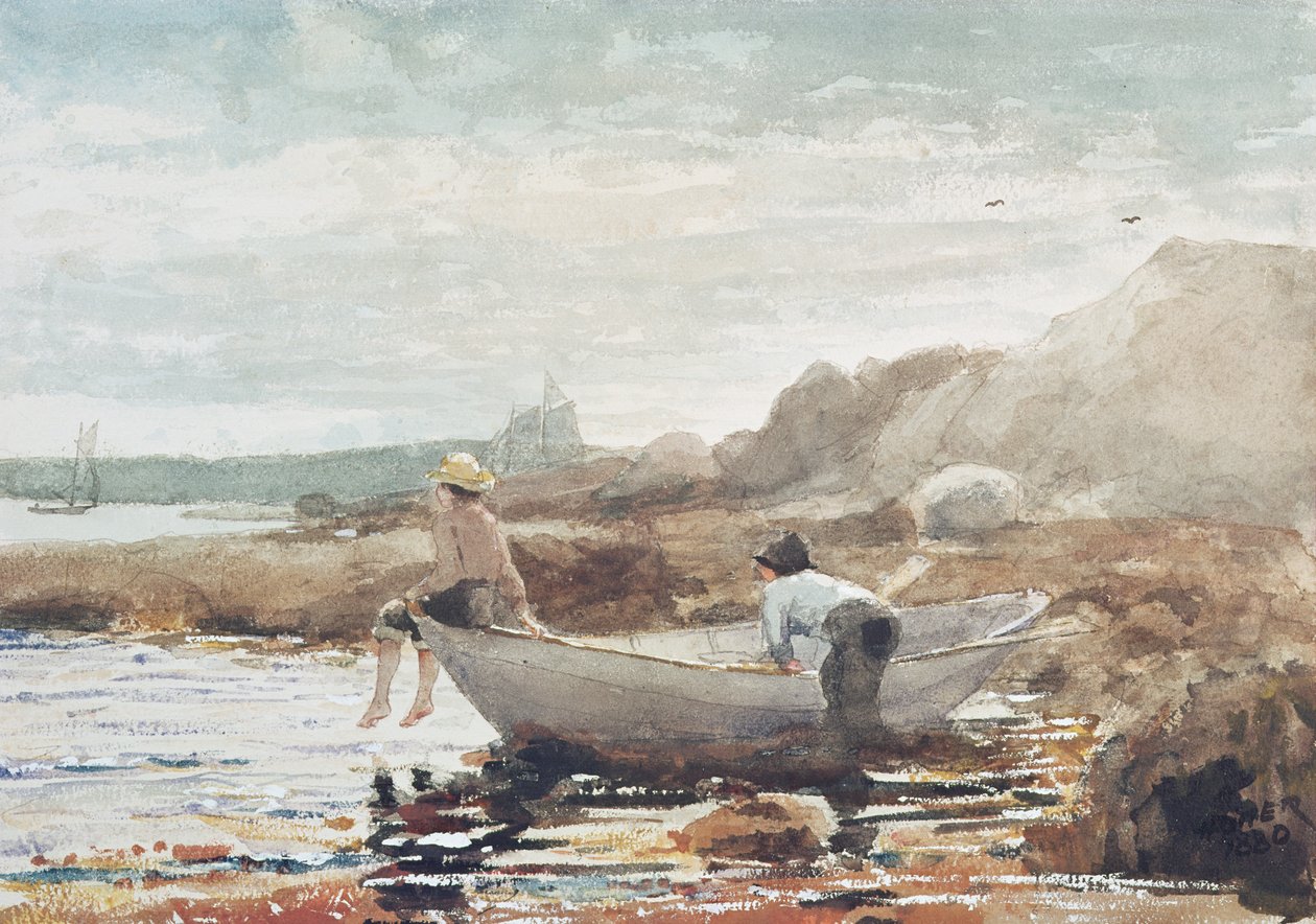海滩上的男孩（纸上水彩画 作者 温斯洛·荷马