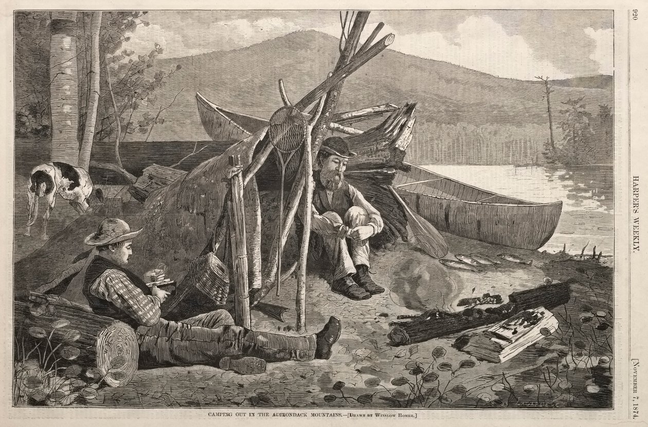 1874年在阿迪朗达克山脉露营。 作者 温斯洛·荷马