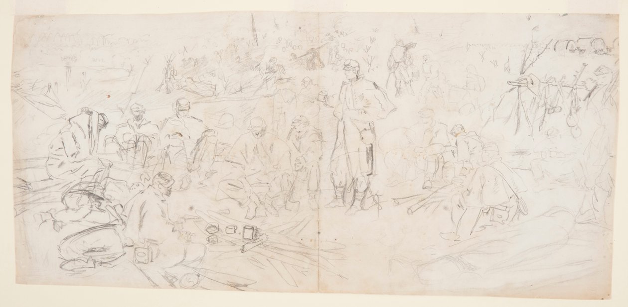 绘画，"军队营地"，1862 年 作者 温斯洛·荷马