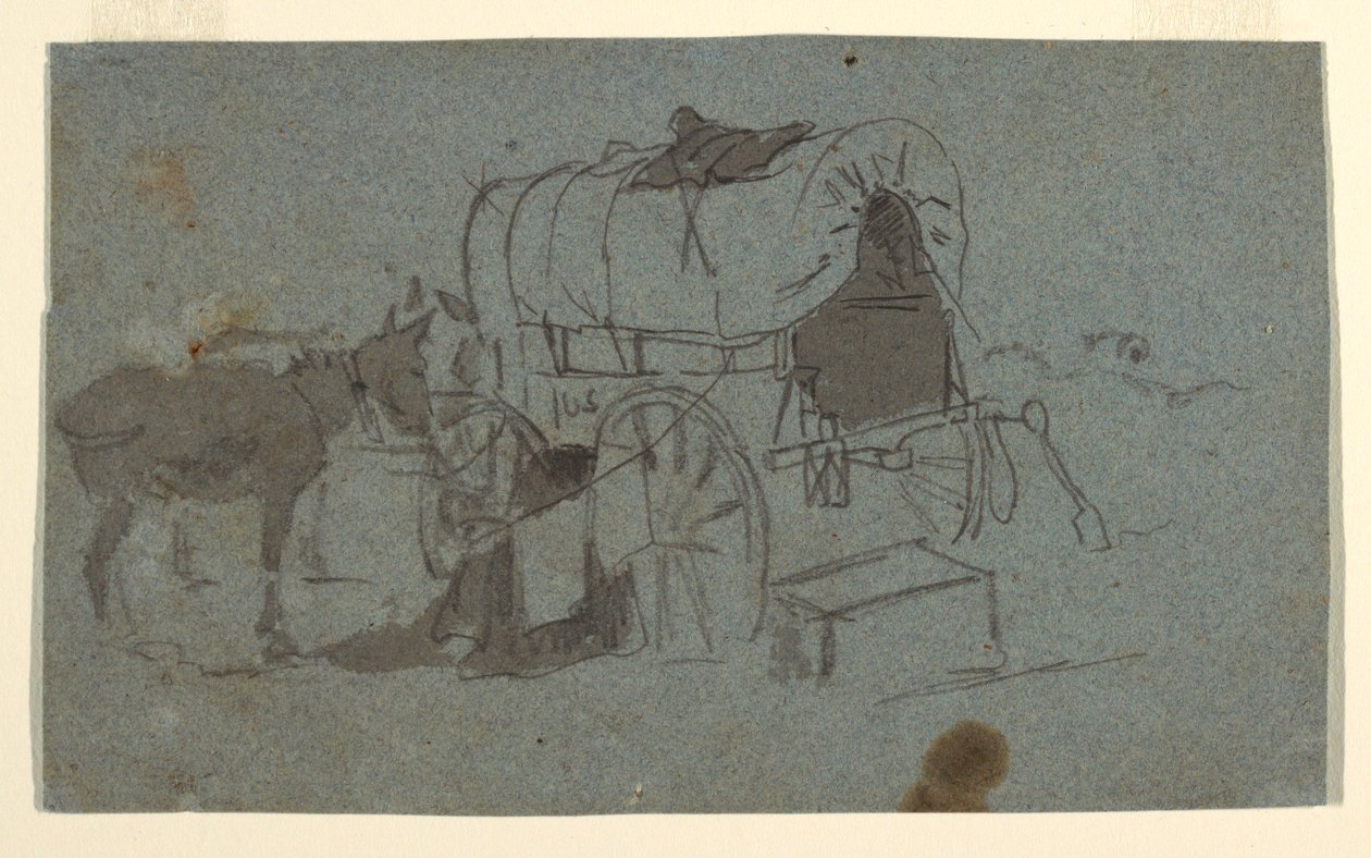 绘画，军车和骡子，约 1862 年 作者 温斯洛·荷马