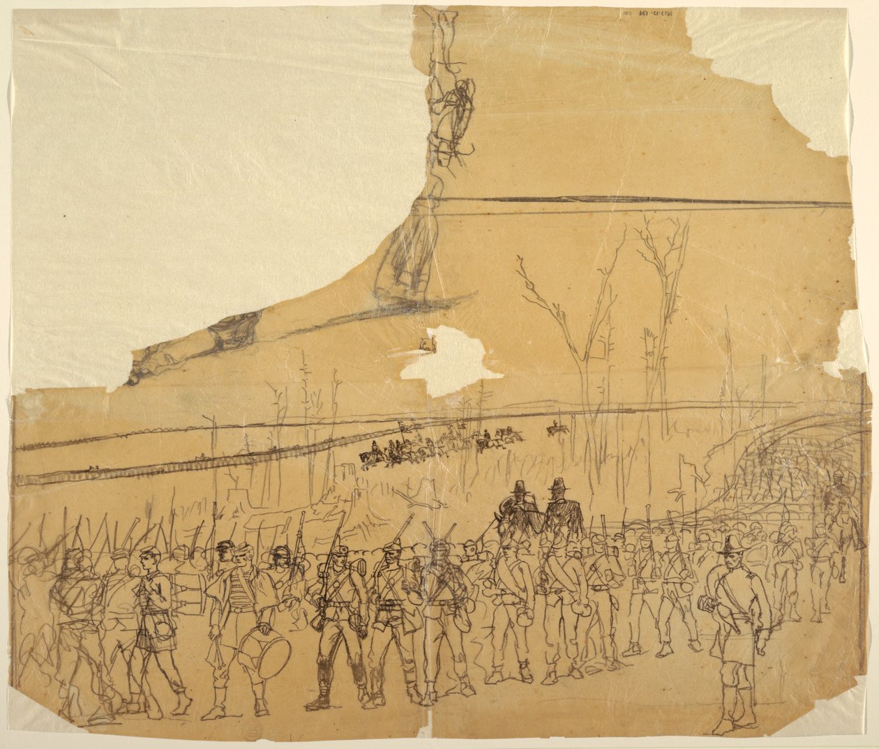 绘图，1862 年行进中的步兵纵队 作者 温斯洛·荷马