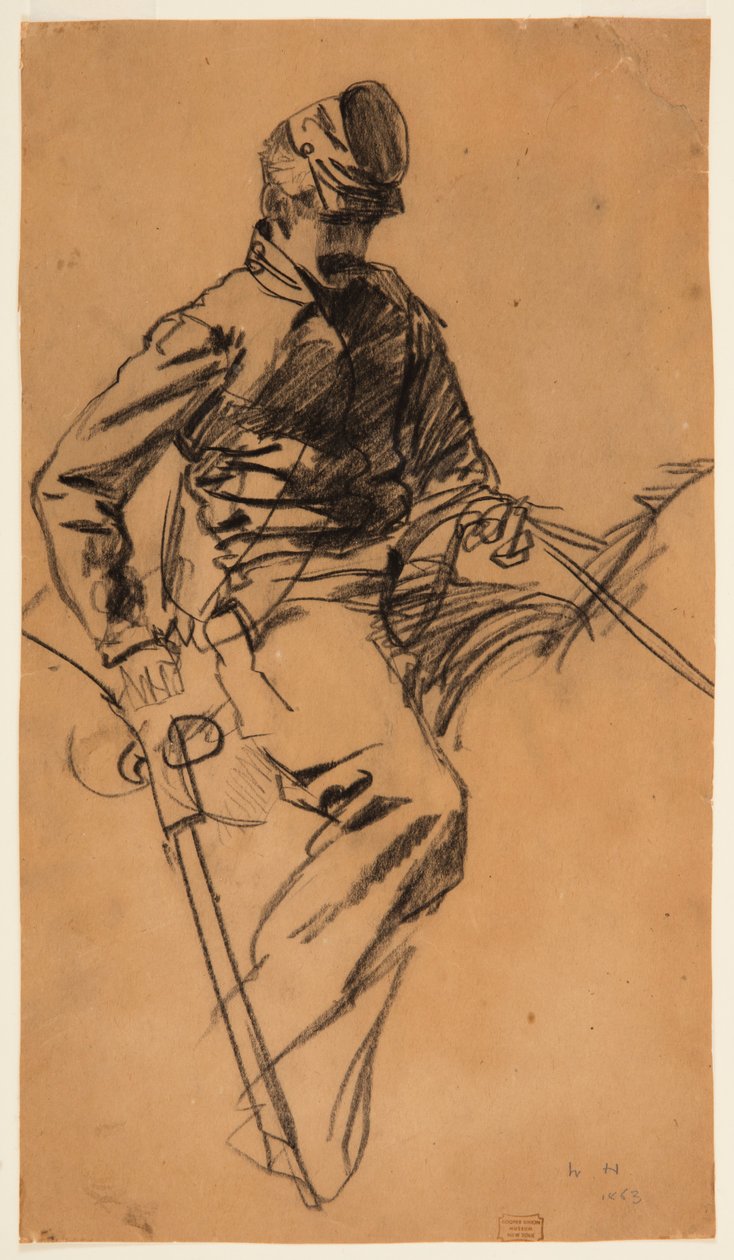 素描，骑兵马背上的士兵，1863 年 作者 温斯洛·荷马