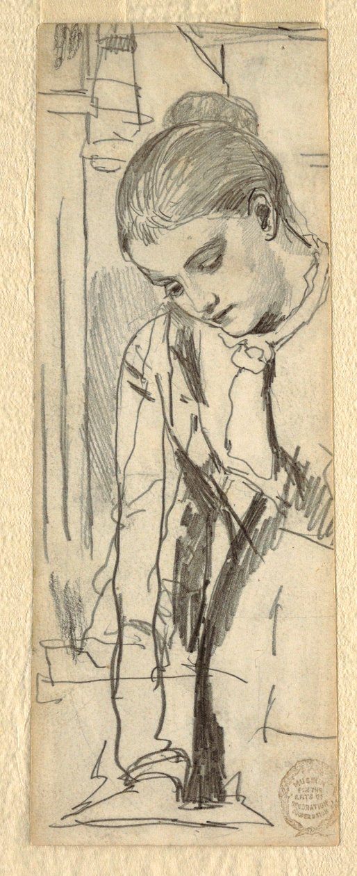 素描，女性形象，1870-80 年 作者 温斯洛·荷马