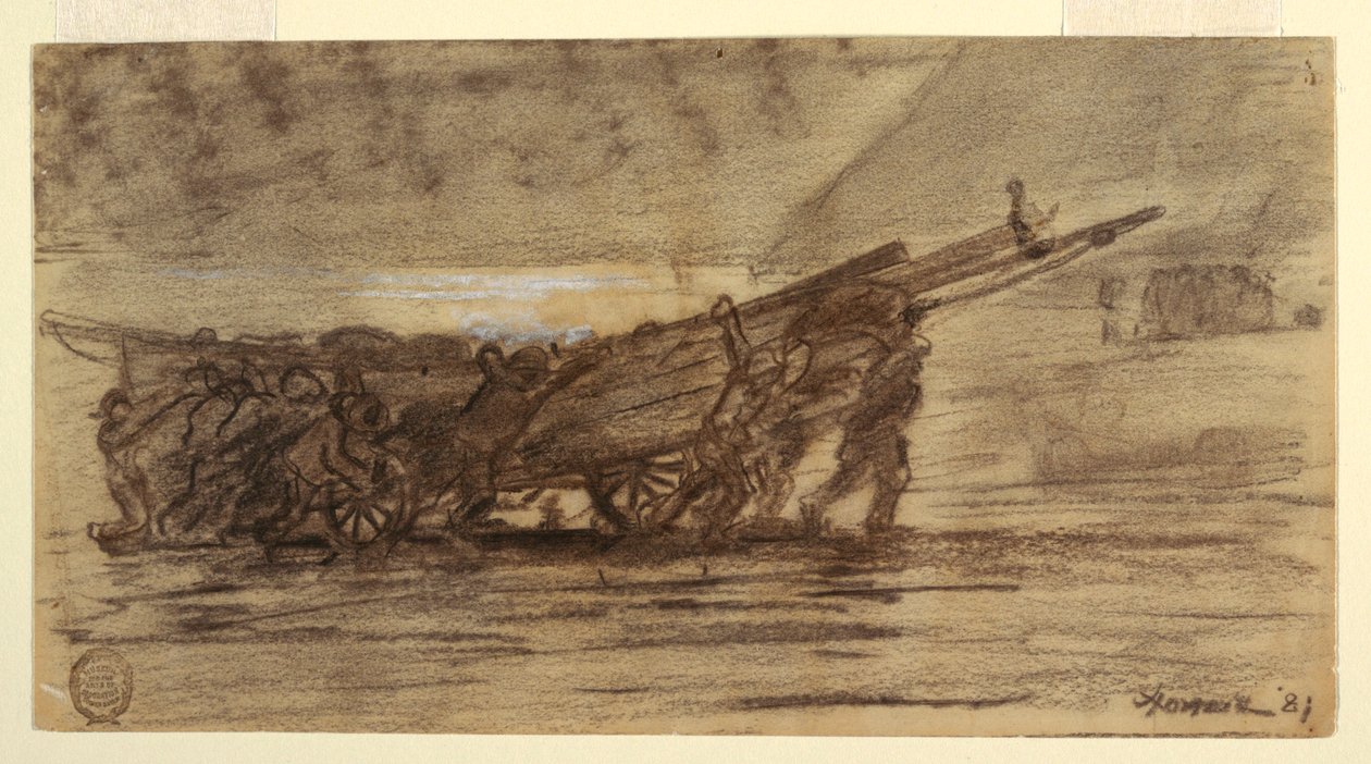 素描，渔民靠岸的小船，英格兰库勒科茨，1881 年 作者 温斯洛·荷马