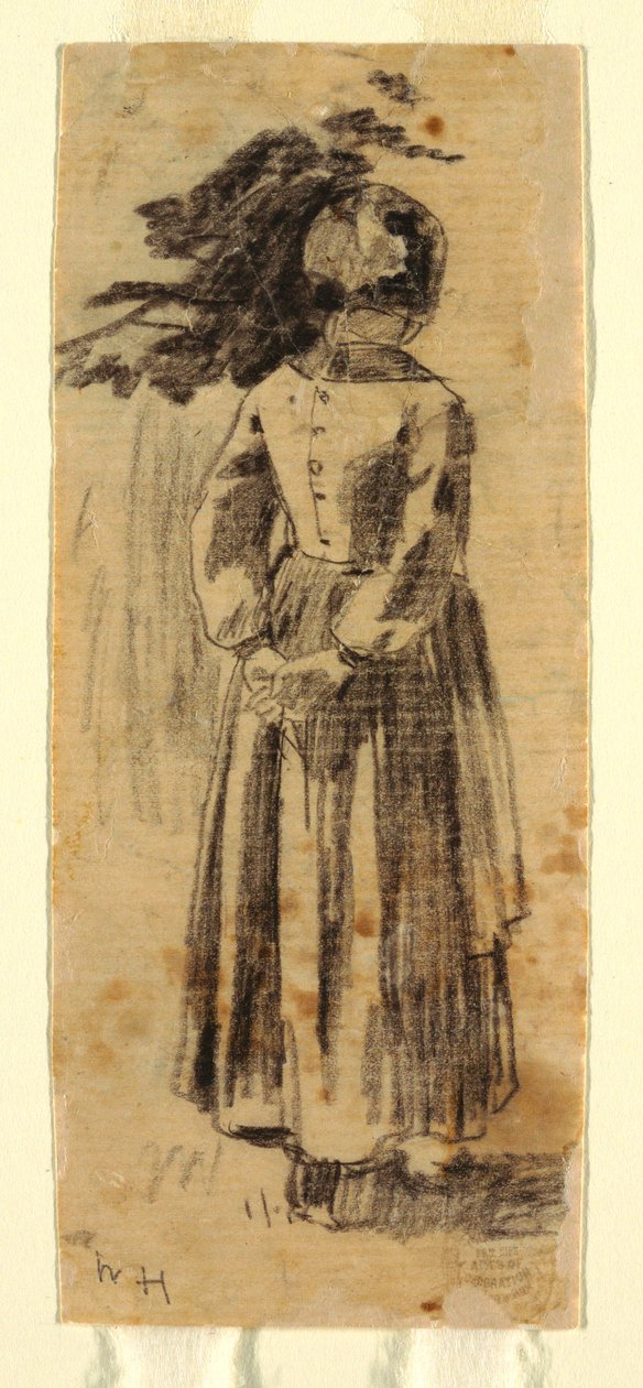 素描，女孩，约 1874 年 作者 温斯洛·荷马