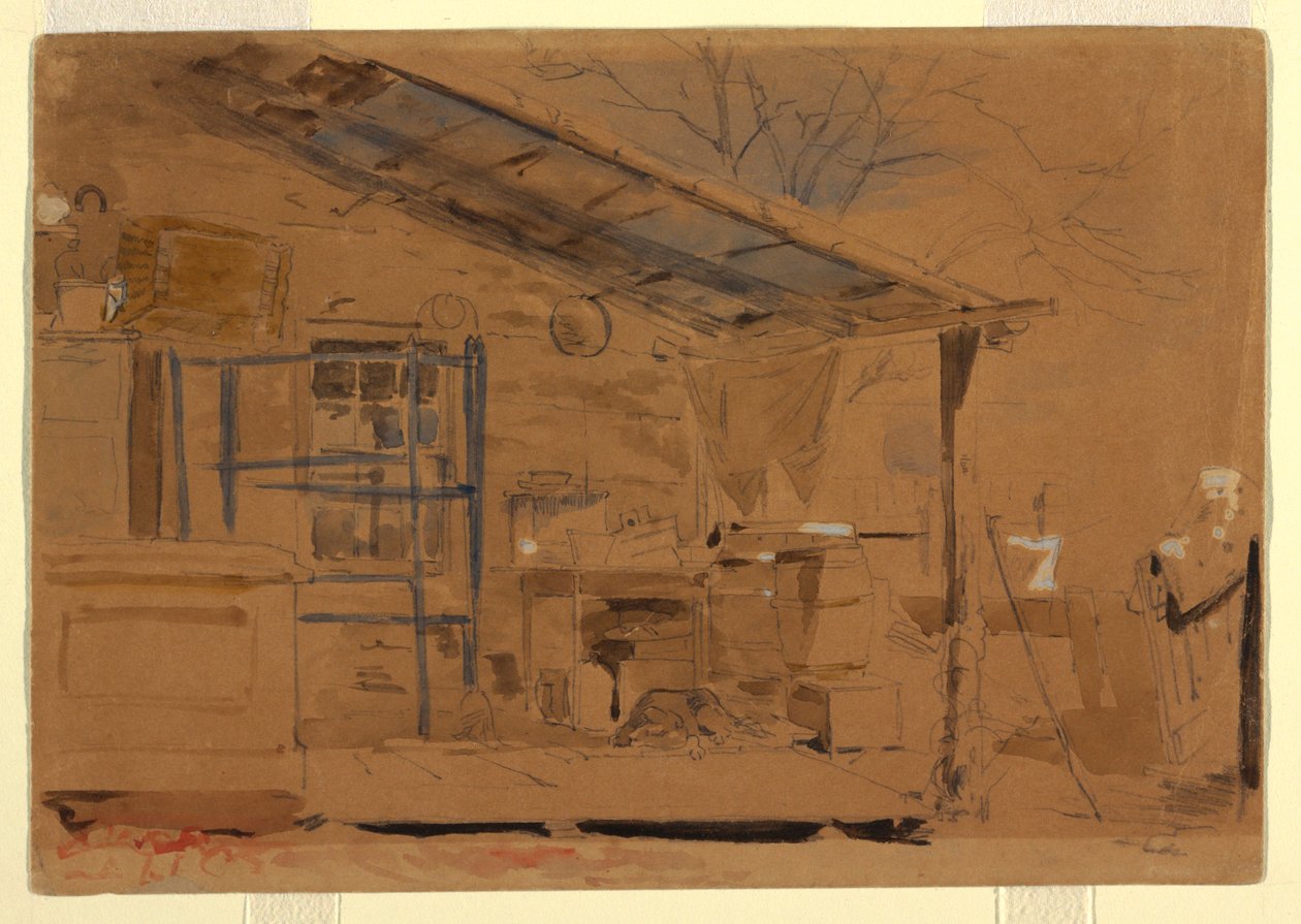 素描，带门廊的房屋，约 1858-60 年 作者 温斯洛·荷马