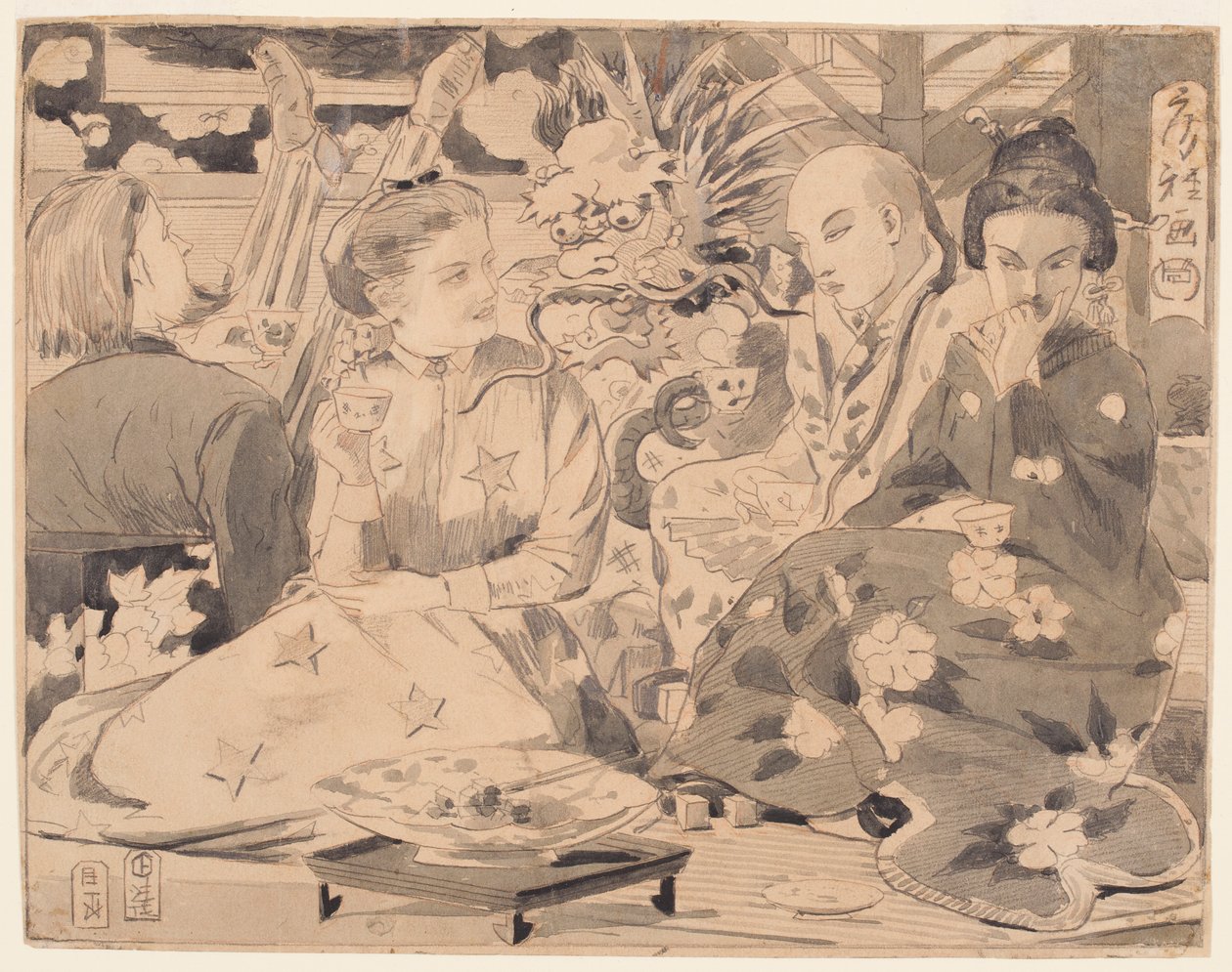绘画，国际茶会，约 1867 年 作者 温斯洛·荷马