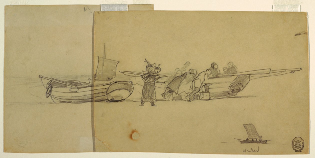 绘画，渔船的一部分，英国，1881-1882 年 作者 温斯洛·荷马