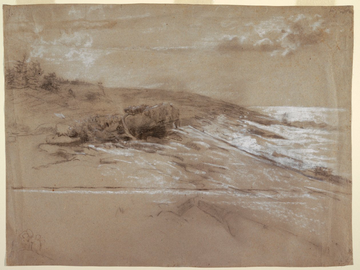 素描，带有灌木松的海岸，普劳特颈部，东角，1884-90 年 作者 温斯洛·荷马