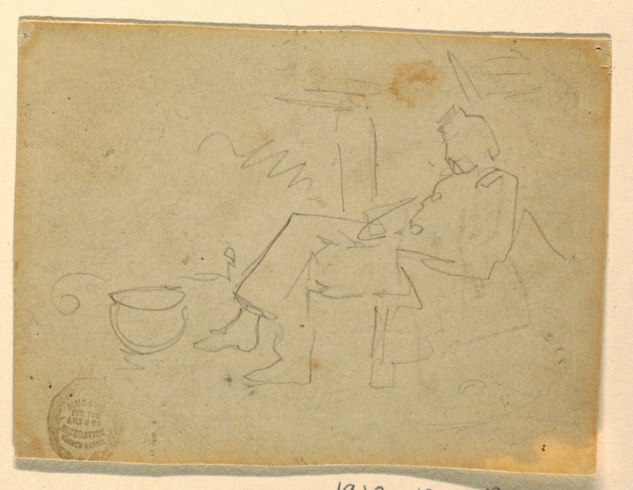 素描，坐着的士兵，1862 年 作者 温斯洛·荷马