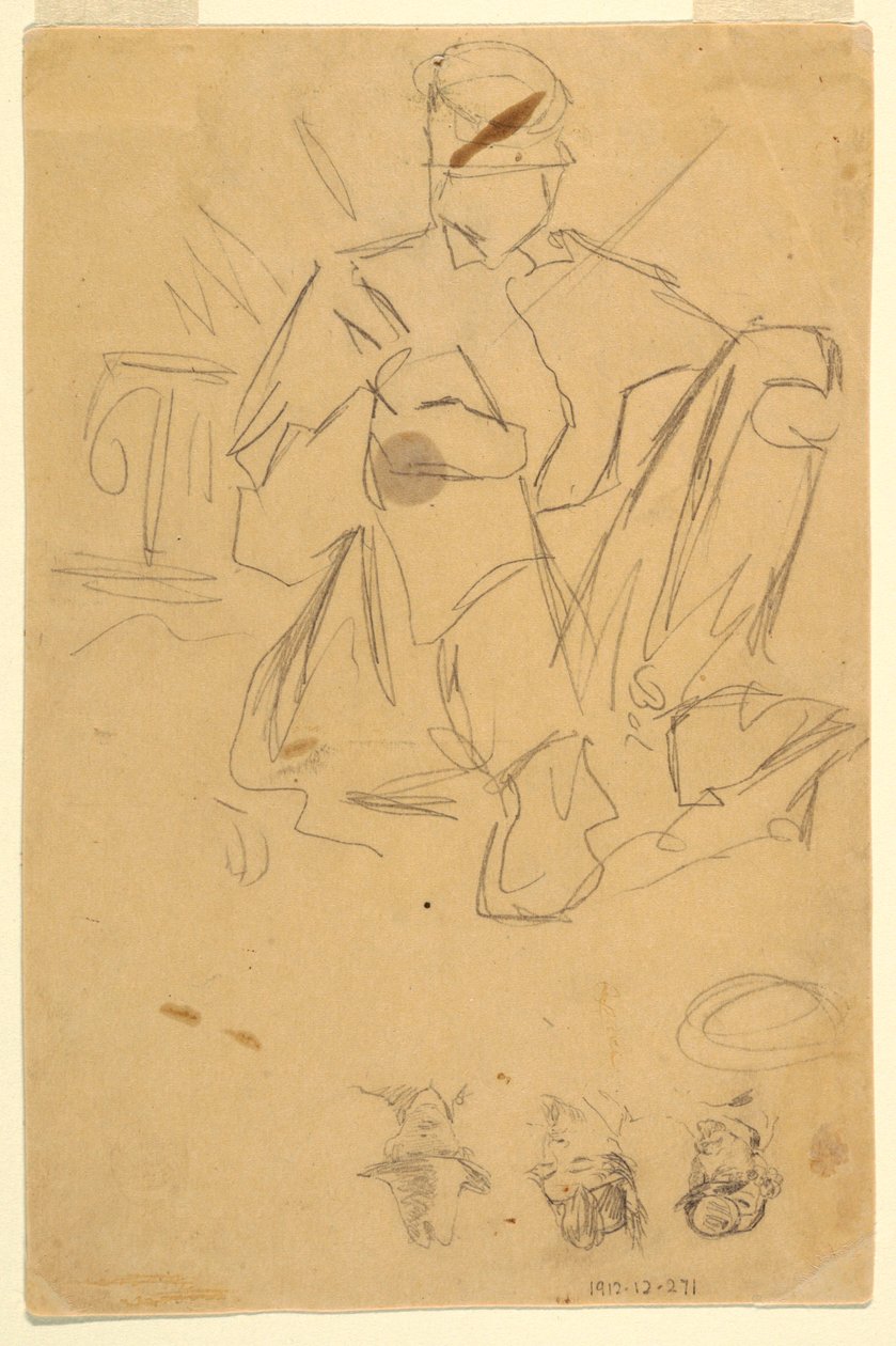 素描，陆军营地素描，1862 年 作者 温斯洛·荷马