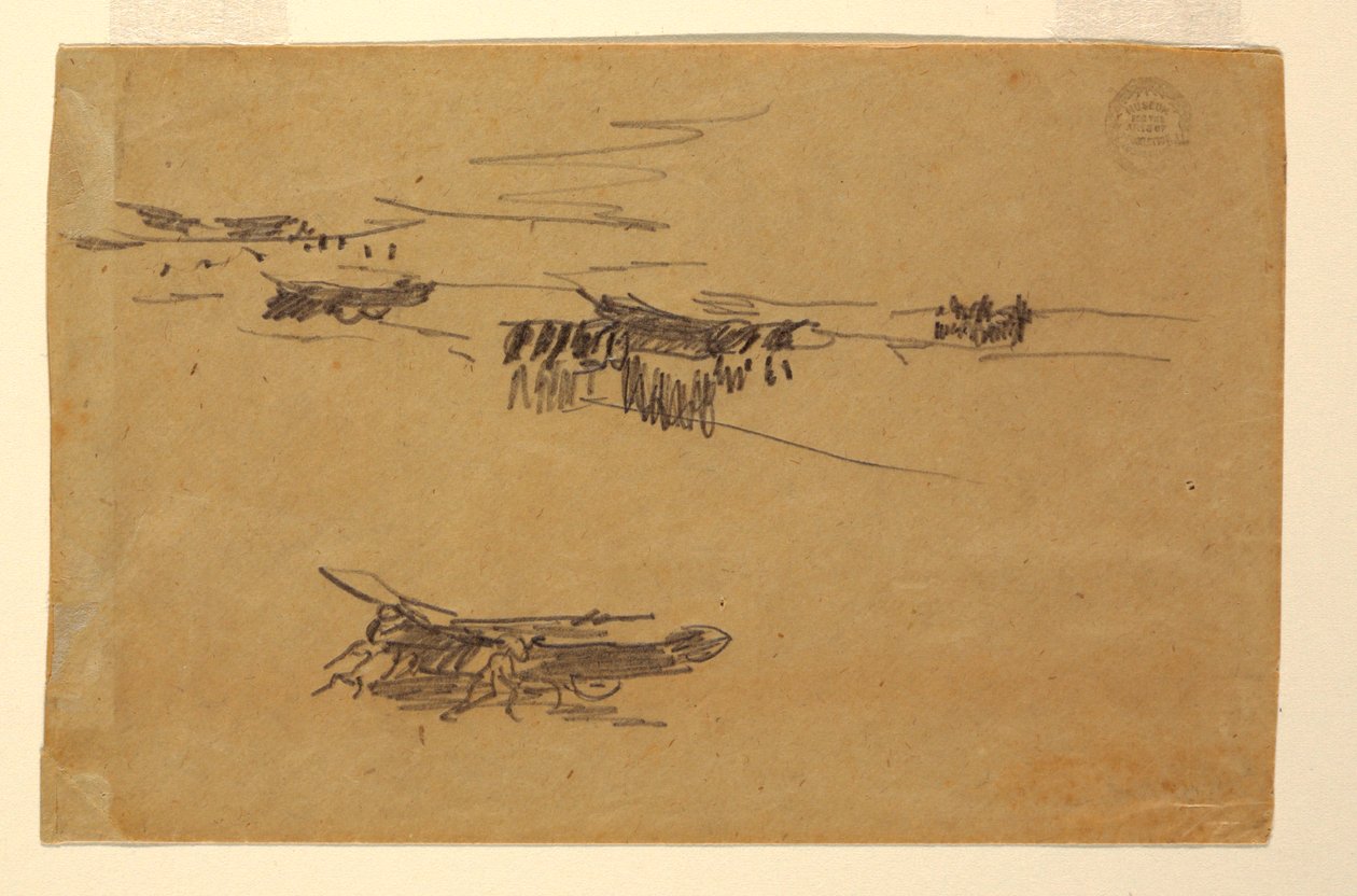 素描，马车上的多莉鱼素描，1881 年 作者 温斯洛·荷马