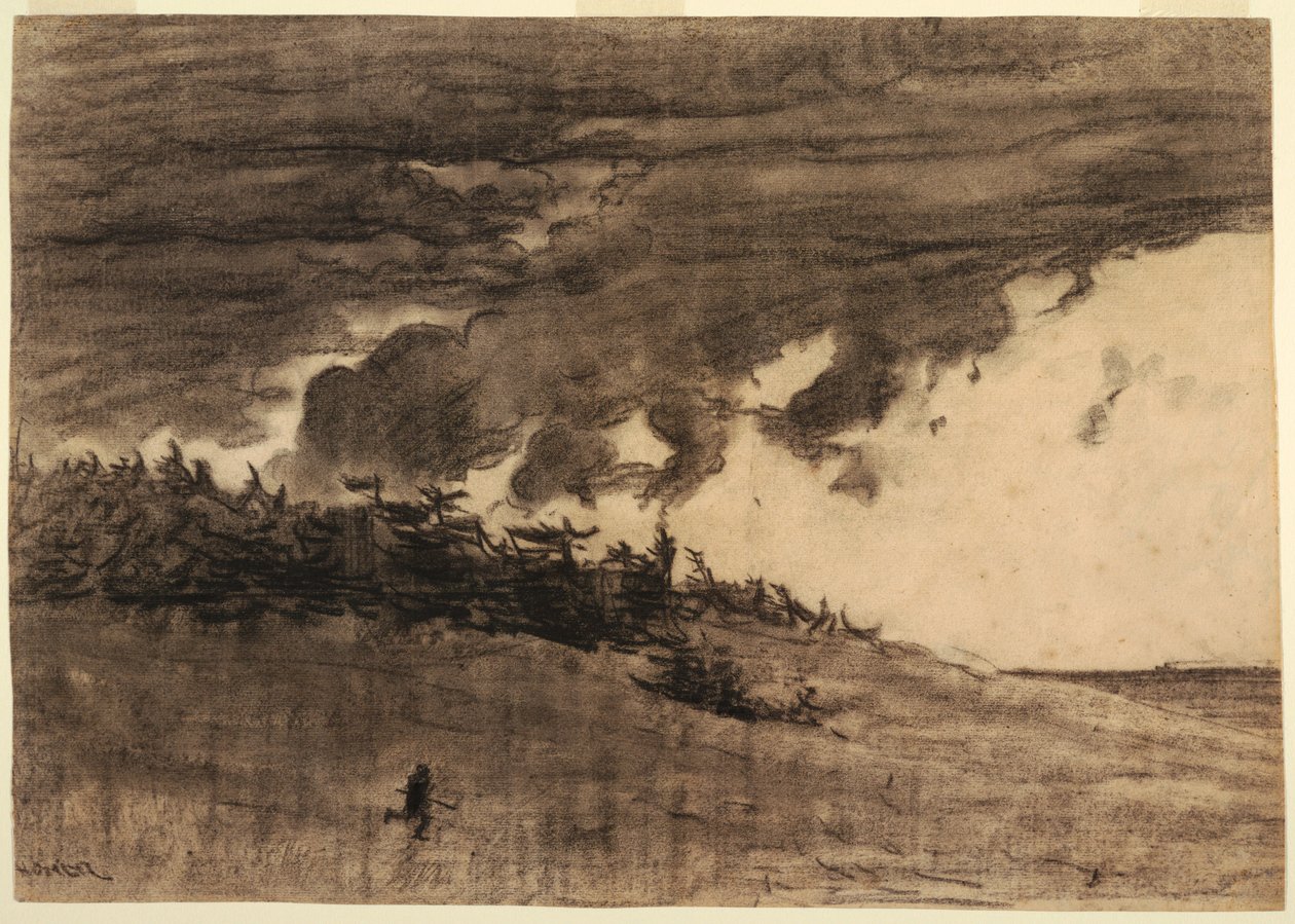素描，《暴风雨即将来临》（天空阴云密布的海岸），可能创作于 1884 年 作者 温斯洛·荷马