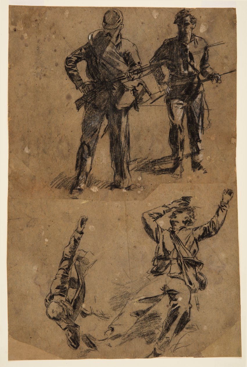 素描，士兵研究，1863-65 年 作者 温斯洛·荷马