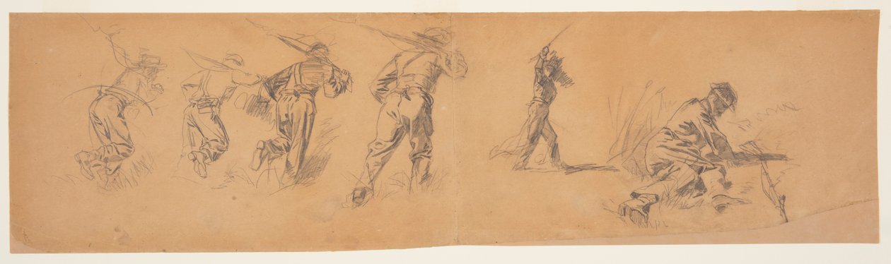 素描，士兵研究，1863-65 年 作者 温斯洛·荷马