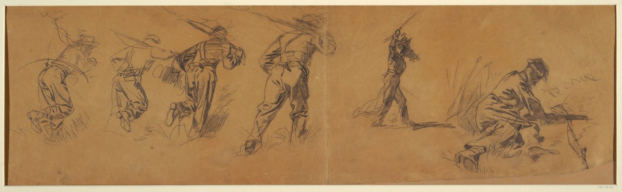 素描，士兵研究，1863-65 年 作者 温斯洛·荷马