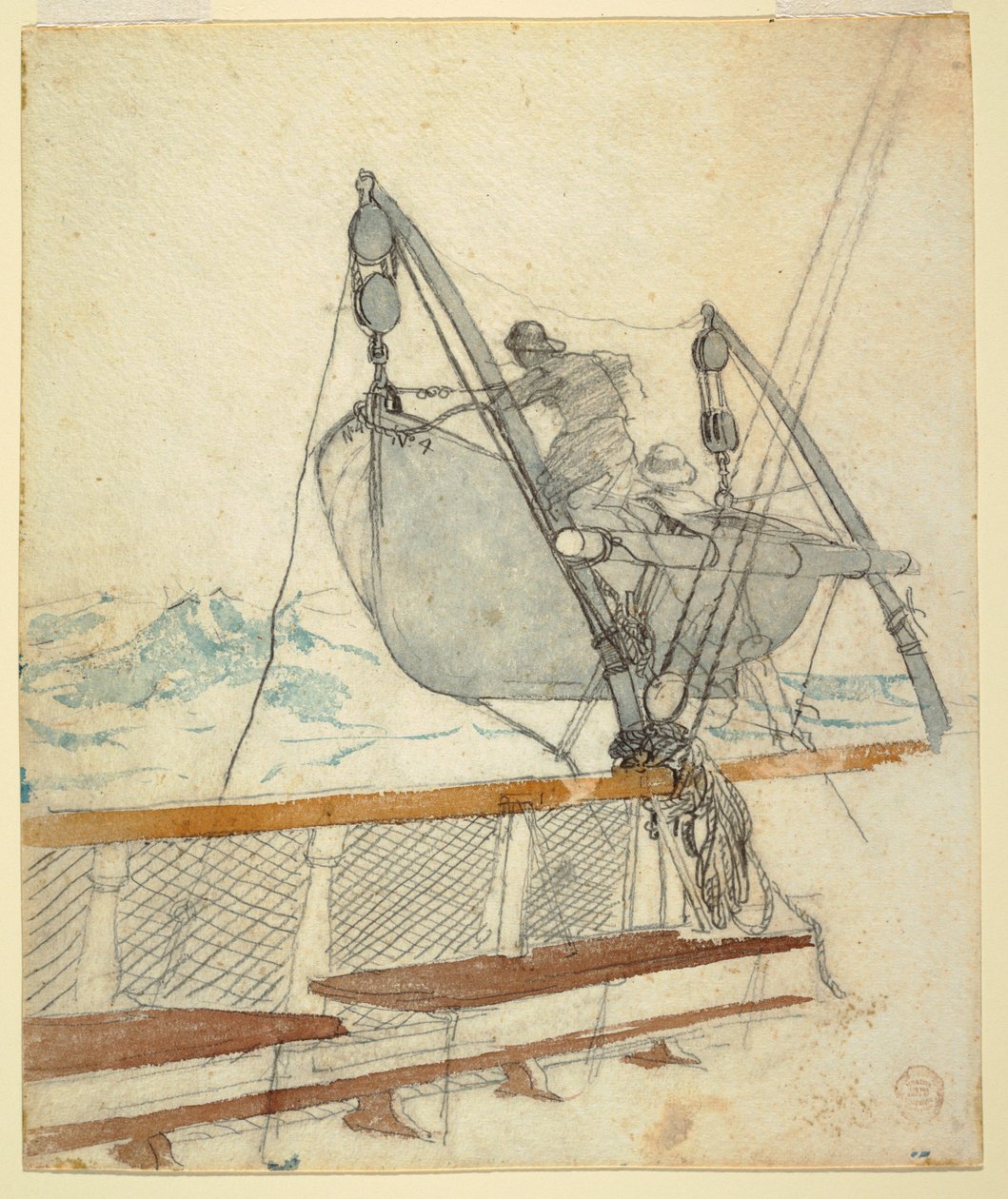 素描，《危难信号》研究，1881 年 作者 温斯洛·荷马