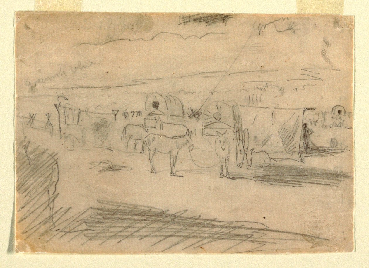 绘图，军车列车，1862 年 作者 温斯洛·荷马