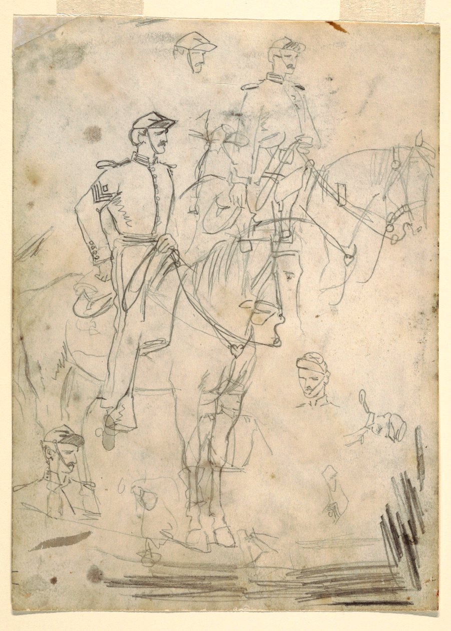 素描，一名军官的两幅素描，1862 年 作者 温斯洛·荷马