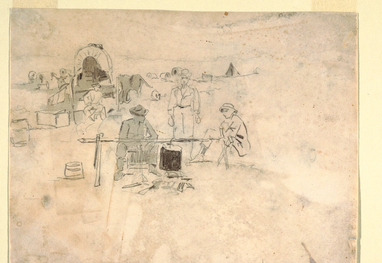 素描，两个号手研究，1862-64 年 作者 温斯洛·荷马