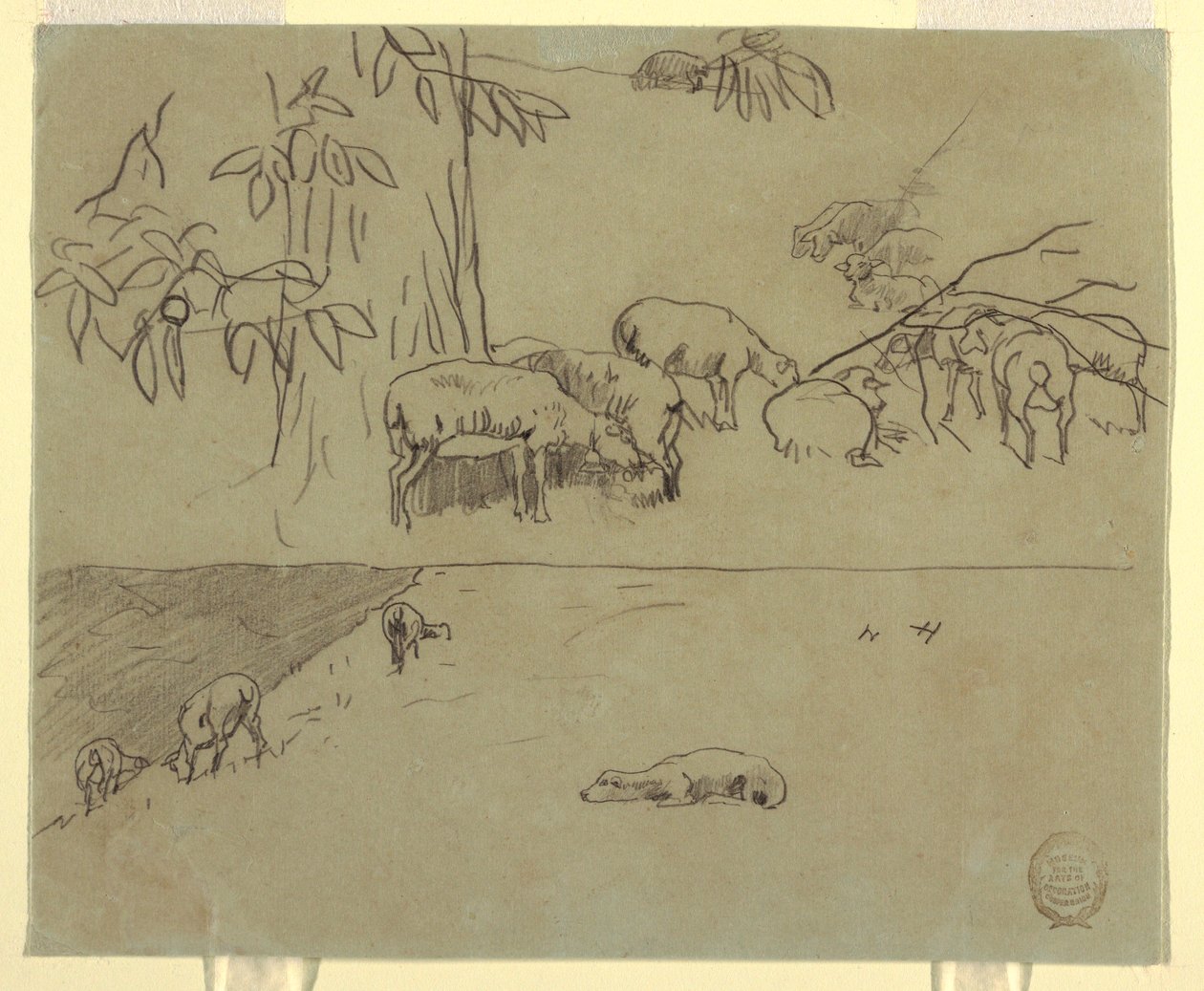素描，两幅田野牧羊图，可能创作于 1875-78 年 作者 温斯洛·荷马