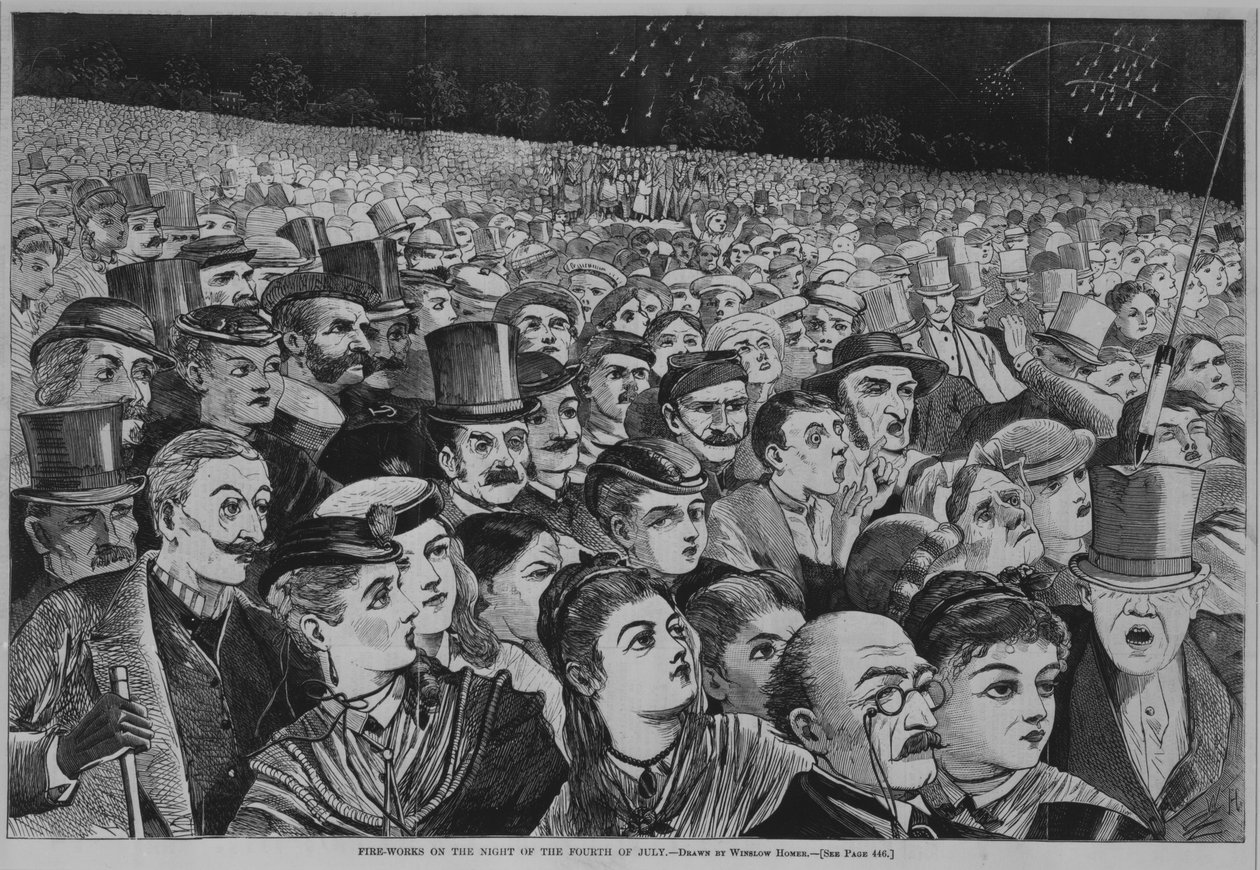 1868年7月4日夜间的火灾工作（木版画） 作者 温斯洛·荷马
