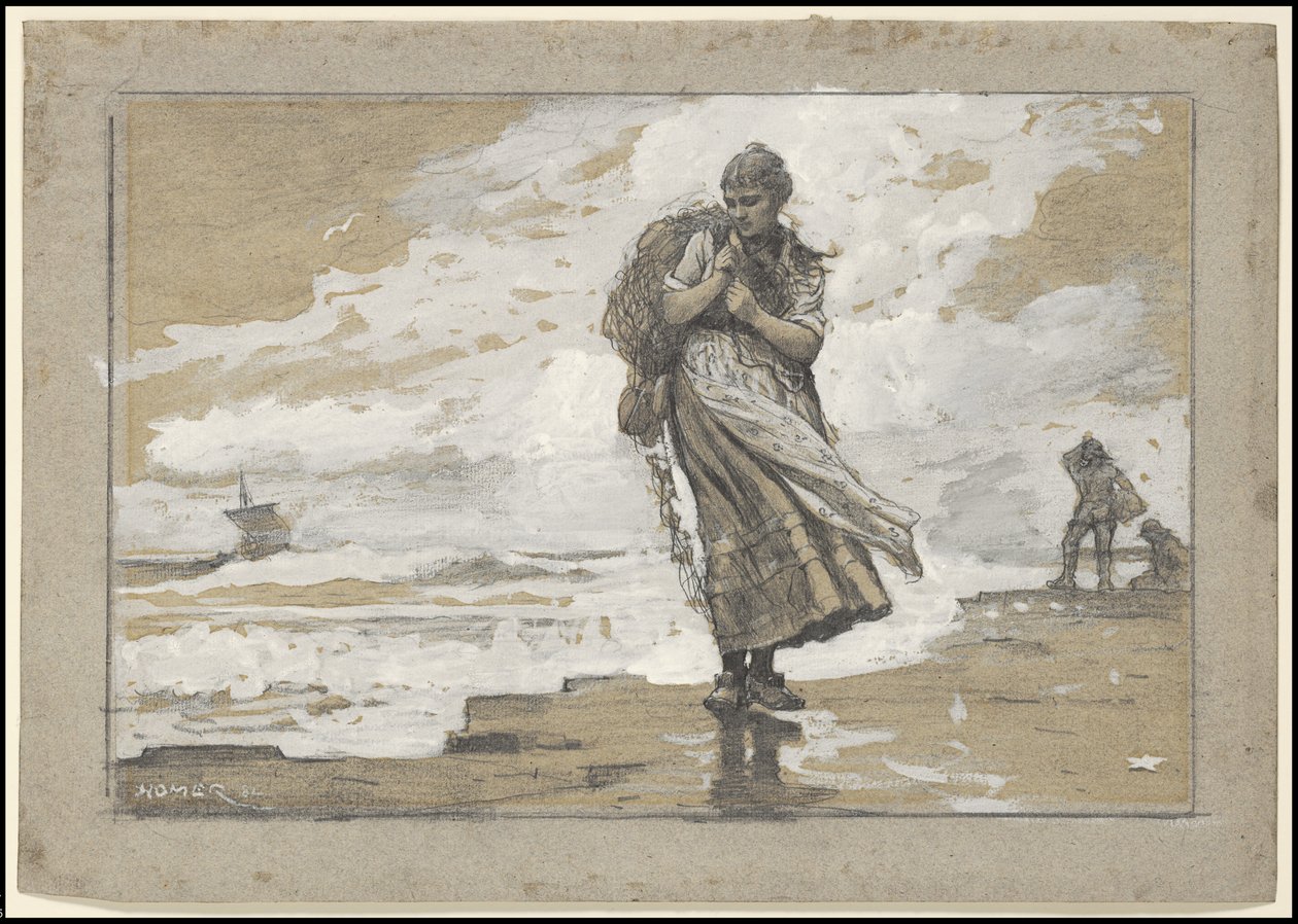 带网的费舍尔女孩，1882年 作者 温斯洛·荷马