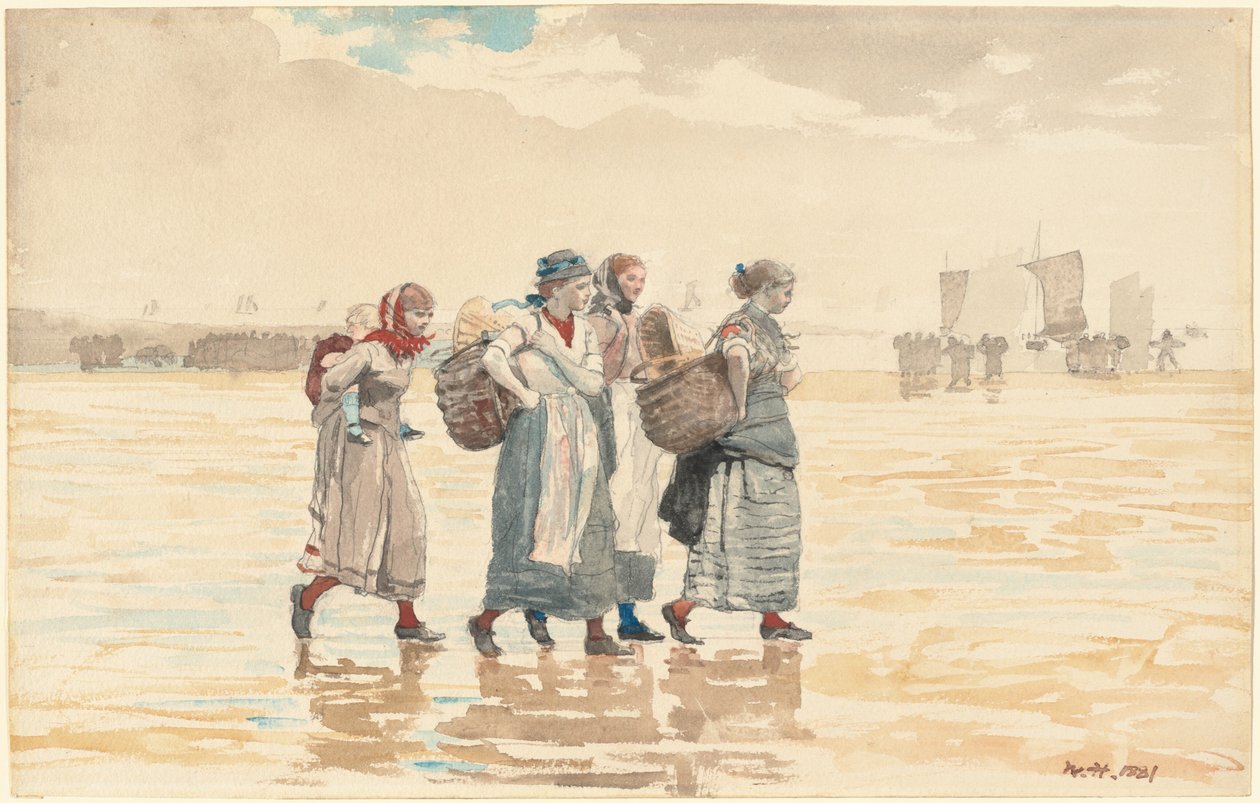 海滩上的四个渔妇，1881年。 作者 温斯洛·荷马