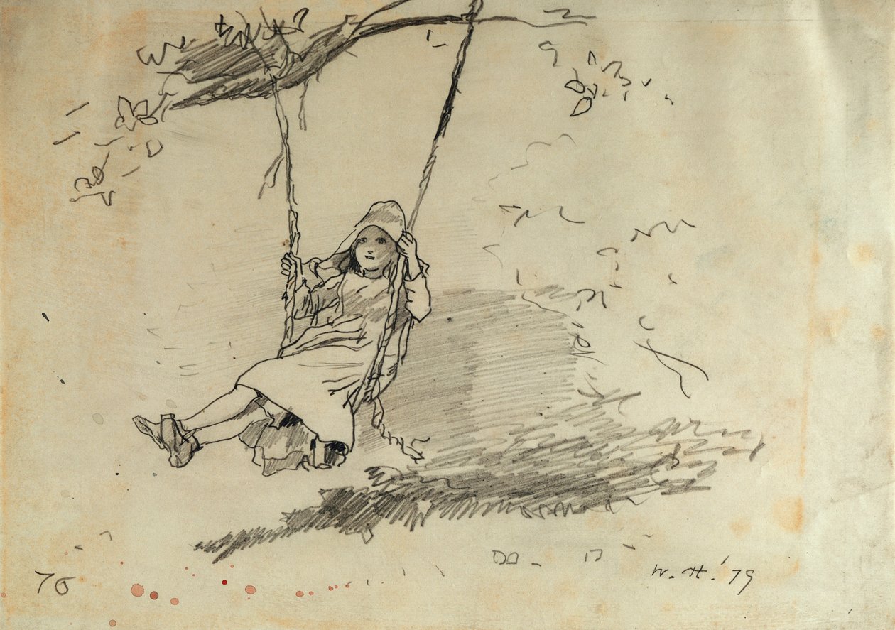 秋千上的女孩，1879年 作者 温斯洛·荷马
