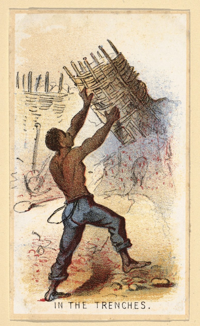 在一系列名为 Life in Camp 的收藏家卡片的战壕中，酒吧。 1864（彩色石版画） 作者 温斯洛·荷马