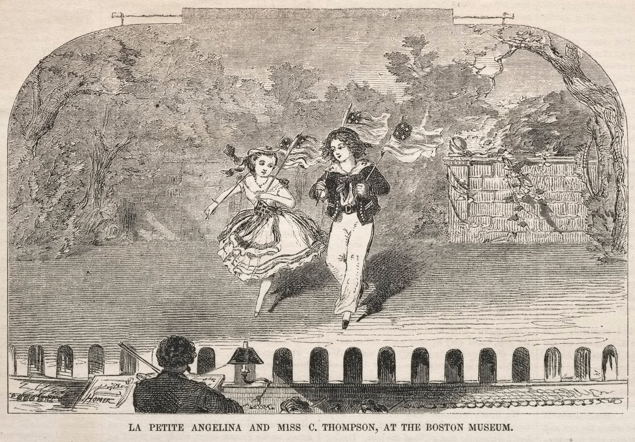 拉·珀蒂·安吉丽娜（La Petite Angelina）和汤普森小姐（C. Thompson）在波士顿博物馆，1859年。 作者 温斯洛·荷马