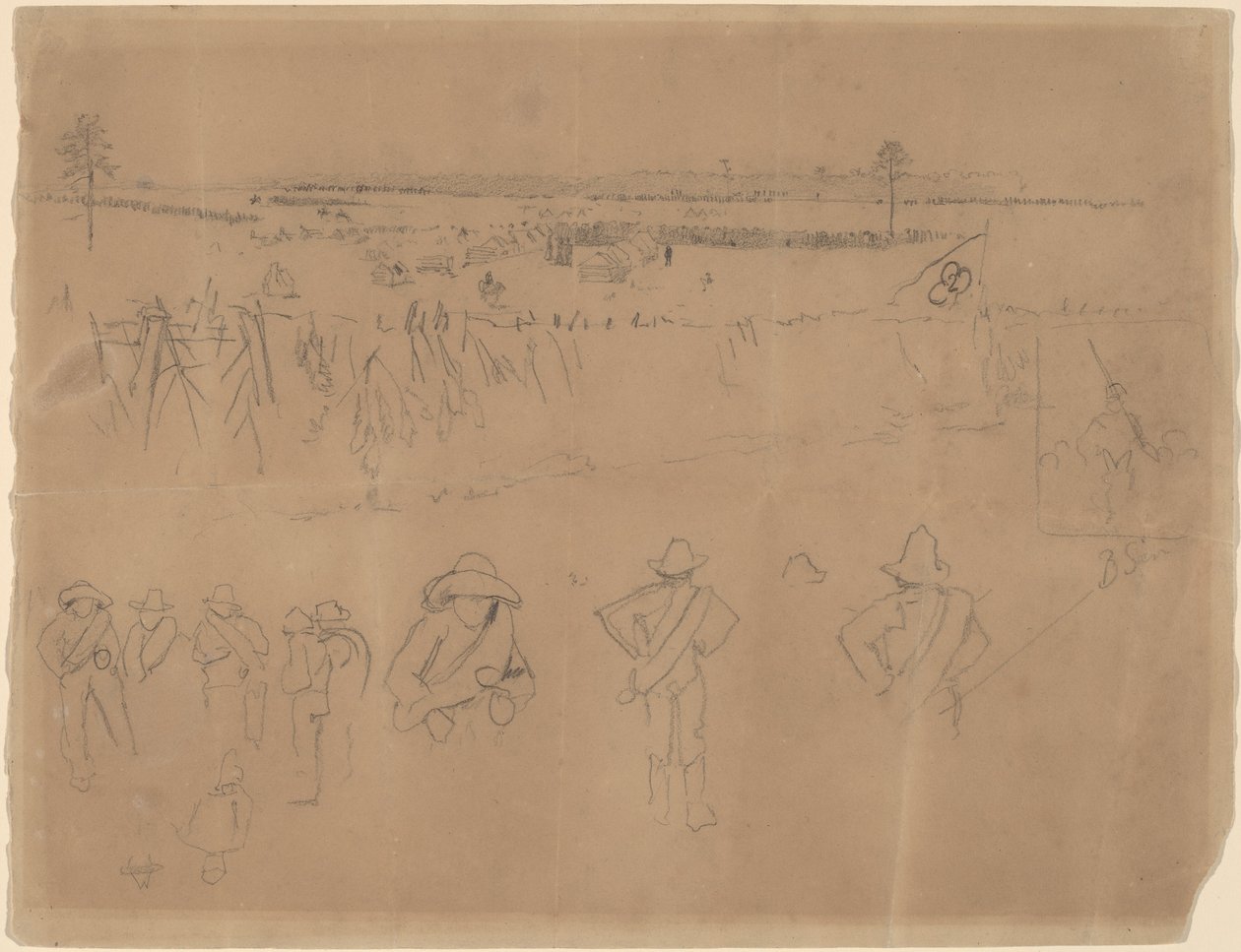 阵容和战壕[直书]，1864年。 作者 温斯洛·荷马