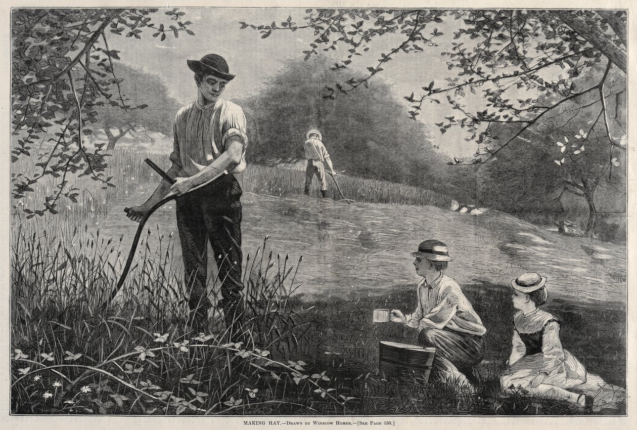 制作干草，1872年。 作者 温斯洛·荷马