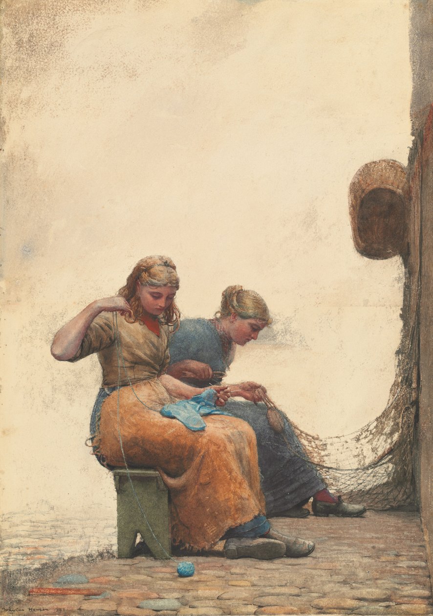 补网》，1882年。 作者 温斯洛·荷马