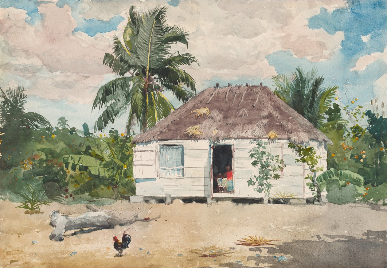 纳索的土著小屋，1885年。 作者 温斯洛·荷马