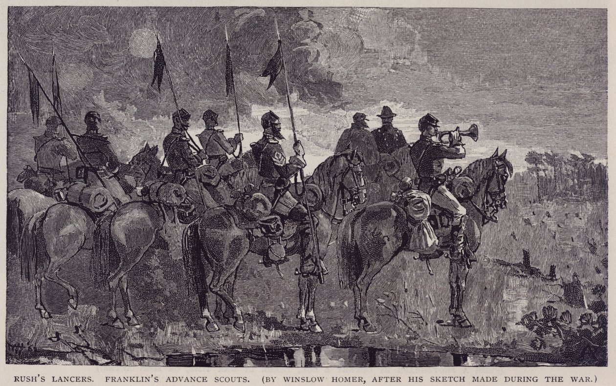 拉什的长枪兵富兰克林的先遣童子军，摘自《世纪杂志》，1886 年 5 月 作者 温斯洛·荷马