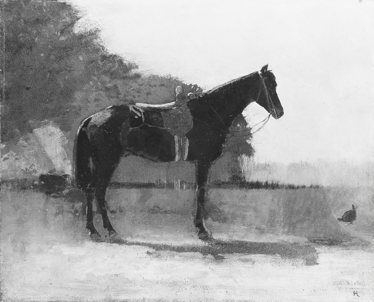 农场院子里的马鞍，约1870-75年。 作者 温斯洛·荷马