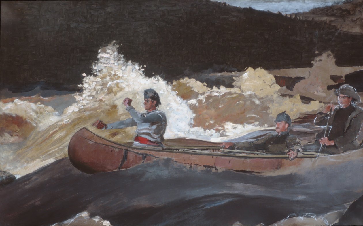 射击急流，萨格奈河，1905-10。 作者 温斯洛·荷马