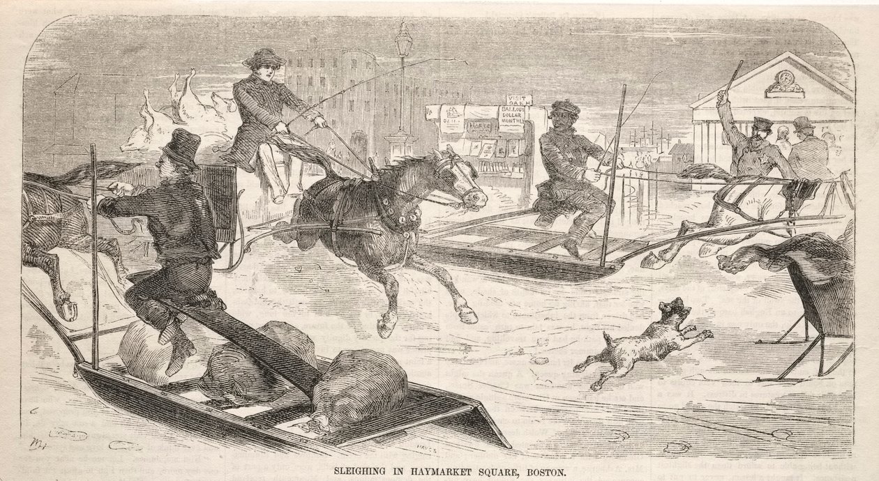 1859年，在波士顿干草市场广场上滑雪。 作者 温斯洛·荷马