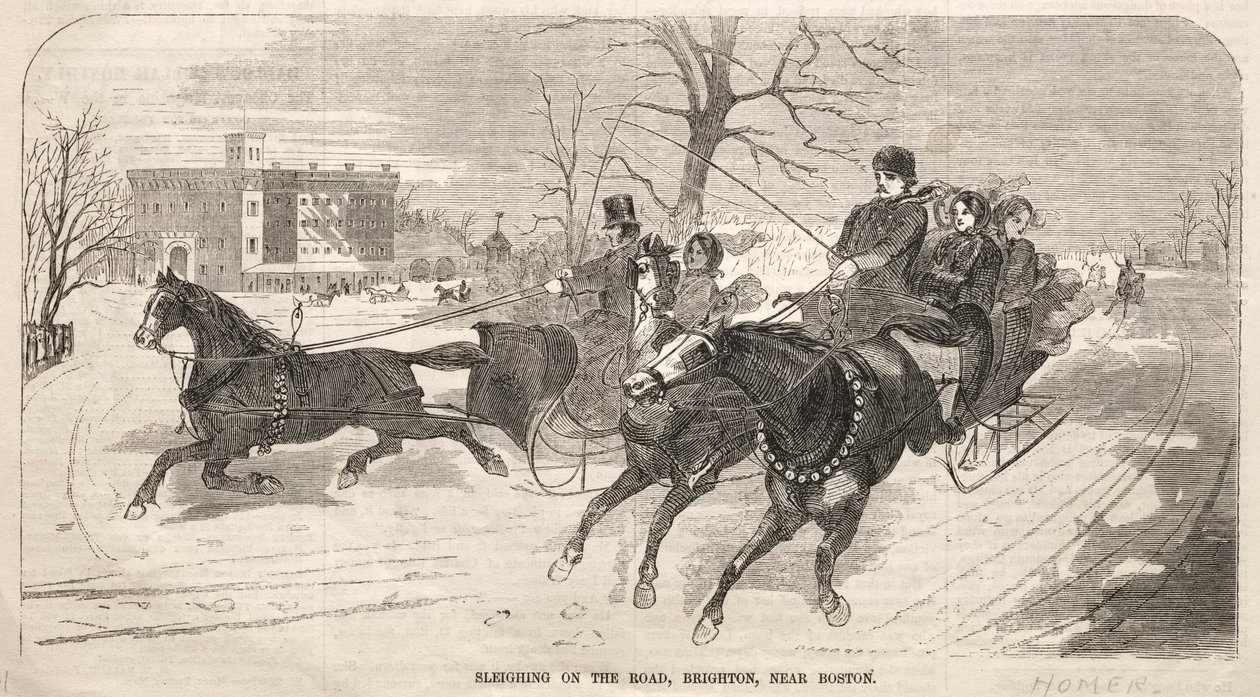 1859年，在波士顿附近的布赖顿，在路上雪橇。 作者 温斯洛·荷马