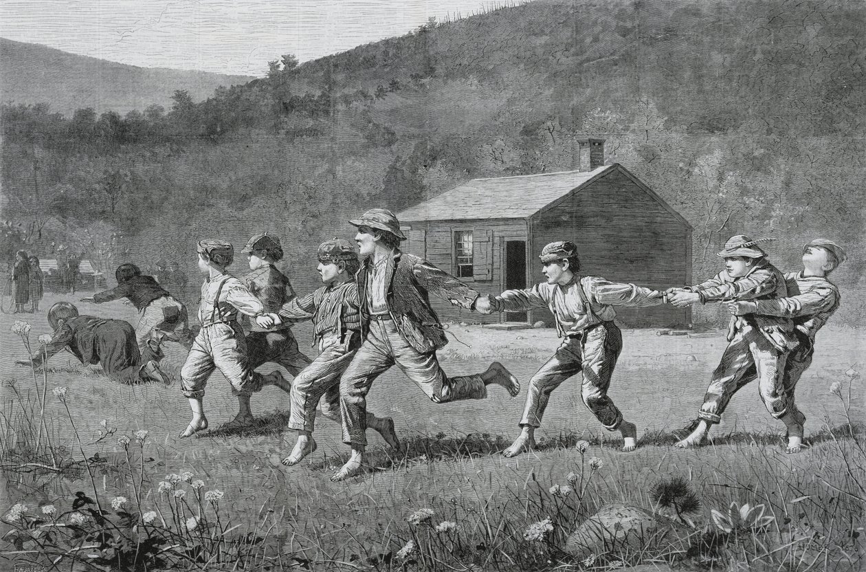 Snap-the-Whip，来自Harders Weekly，1873年9月20日，（新闻纸上的木版画） 作者 温斯洛·荷马