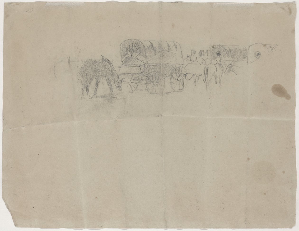 补给列车和骡子[背面]，1864年。 作者 温斯洛·荷马